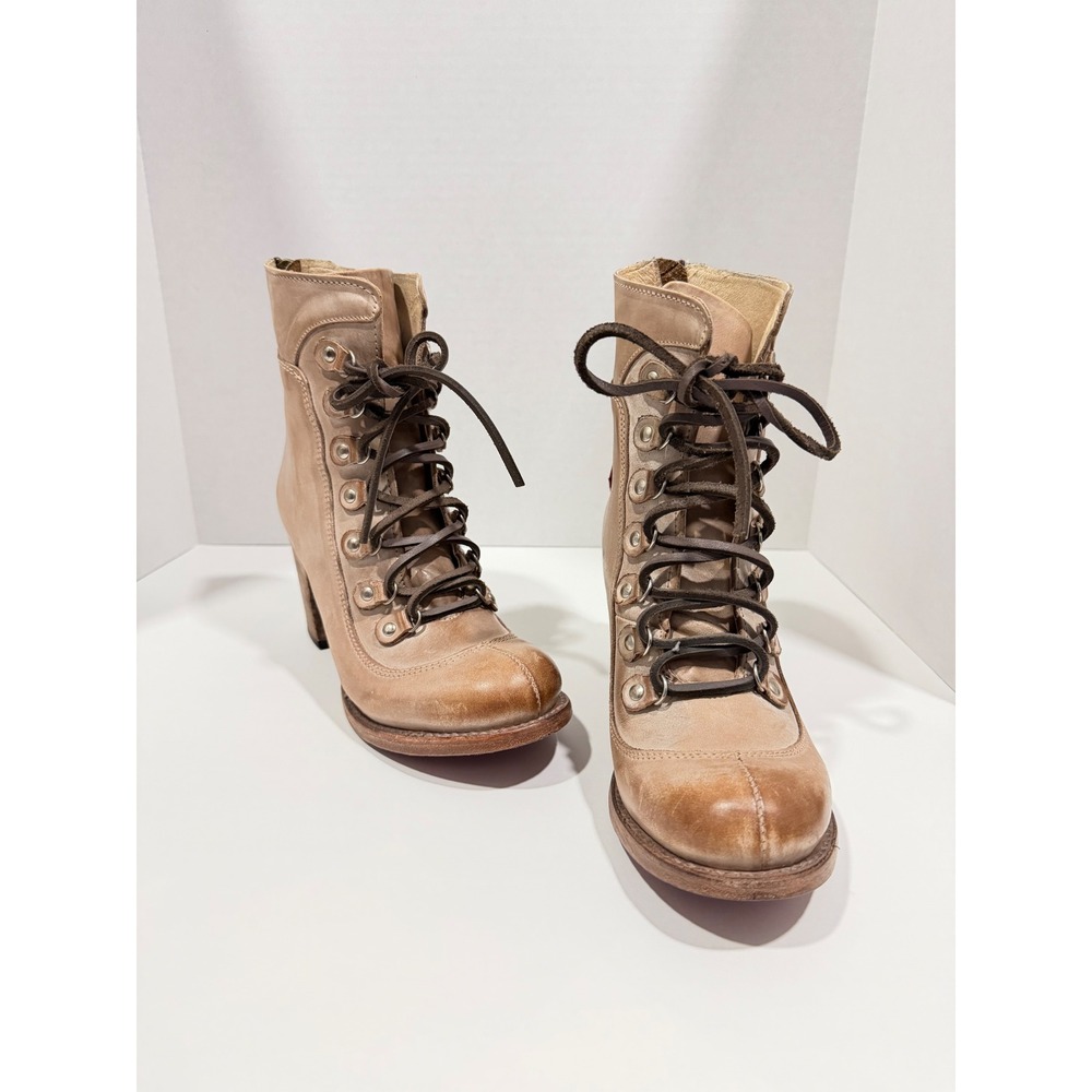 FREEBIRD BY STEVEN BOROW Lace-Up Heeled Ankle Boots Tan Leather Size 7